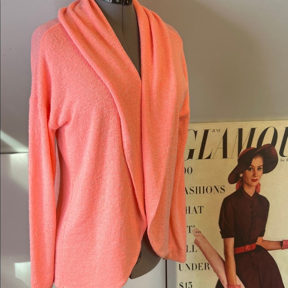 Lilly Pulitzer sweater Coral Open lightweight Cardigan shawl collar size large